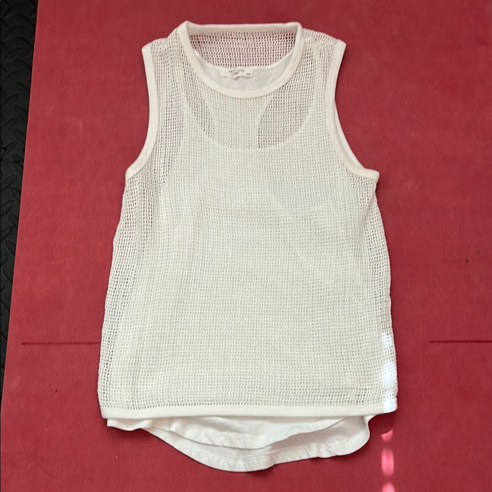 Rag & Bone White Mesh Sleeveless Top